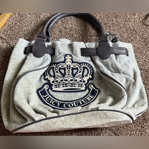 Juicy Couture Gray and Dark Brown Duffel Bag - Picture 1 of 6